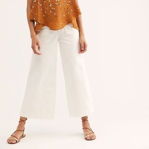 Free People Colette Wide Leg White Jeans